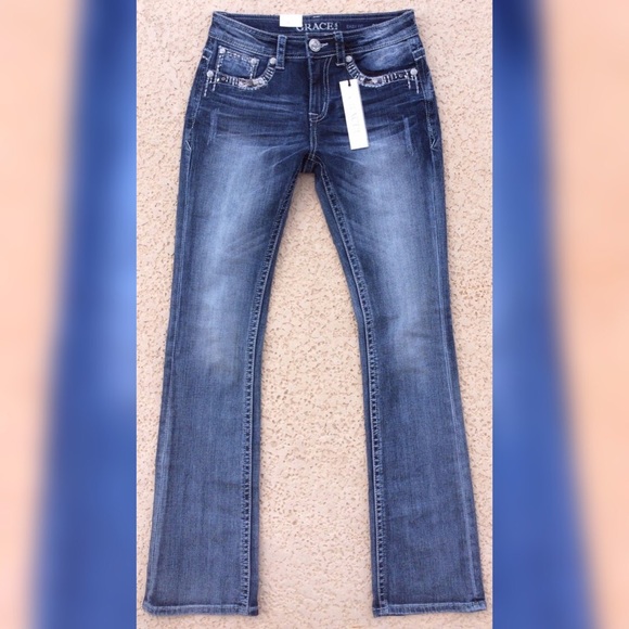 NWT Grace in LA Mid Faux Flap Easy Bootcut Jean - Picture 3 of 6